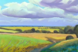 Leicestershire landscape, style of Peter wilemanpastel colours