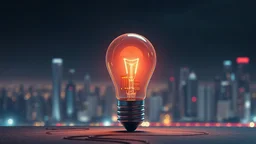 lightbulb with small city inside futuristic thought provoking photo realism