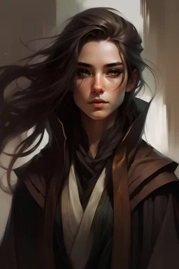 Portrait of Vin from the mistborn series wearing her miscloack