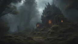 the ghost haunted forest with a thousand teeth and claws. exquisite realism, a masterpiece, dark fantasy concept art, dynamic lighting, hyperdetailed, intricately detailed, deep color, Unreal Engine, volumetric lighting, Epic cinematic brilliant stunning intricate meticulously detailed dramatic atmospheric maximalist digital matte painting