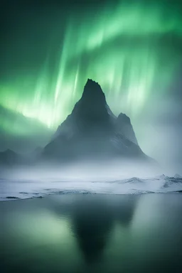 Photoreal menacing gargantuan enormous huge mountainous shapeless goddess fog silhouette towering above an ice lake in the winter sky with northern lights by lee jeffries, otherworldly creature, in the style of fantasy movies, photorealistic, shot on Hasselblad h6d-400c, zeiss prime lens, bokeh like f/0.8, tilt-shift lens 8k, high detail, smooth render, unreal engine 5, cinema 4d, HDR, dust effect, vivid colors