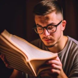 A picture of a person reading a remarkable book on self-development, with a focus on working on self-improvement and acquiring new knowledge.