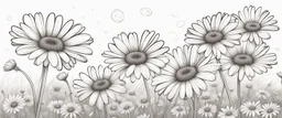 linework daisies, flowing in the wind, spring