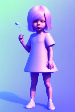 isometric clean art of super cute child girl, harsh lighting, soft pastel gradients, high definition, 3d icon clay render, blender 3d