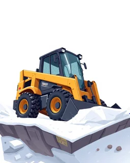 Isometric skidsteer, low perspective, cartoon proportions. Digital painting