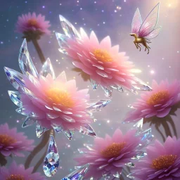 one big crystal subtle flower in a galactic ambiance with a beautiful fairy, transparent petals, delicate colors, in the foreground, full of details, smooth,soft light atmosphere, light effect,vaporwave colorful, concept art, smooth, extremely sharp detail, finely tuned detail, ultra high definition, 8 k, unreal engine 5, ultra sharp focus
