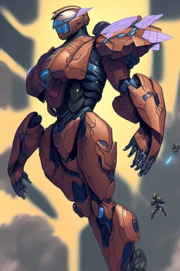 A battle iron suit with the ability to fly