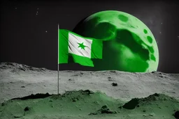 green Chilean flag on the moon