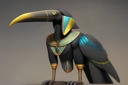 tucán negro de la epoca de egipto estilo anubis