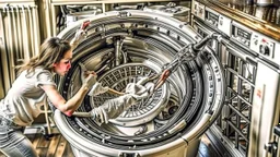 woman puts spoons in the dryer