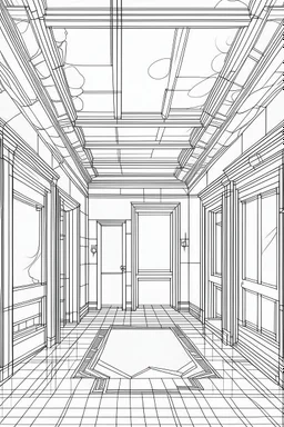 Outline art, house design, wall and ceiling, no shading, no lines, cartoon style, --ar 9:11