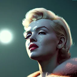 Ultra Realistic retro sci-fi scene, portrait, 2 blonde woman clones, sweet young Marilyn Monroe face, perfect iris, tight latex coat, helmet, Strange planet background. Spaceship, fog, rain, soft color, highly detailed, unreal engine 5, ray tracing, RTX, lumen lighting, ultra detail, volumetric lighting, 3d, finely drawn, high definition, high resolution.