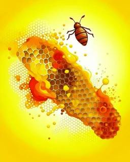 honeycombs and honey splashes design background