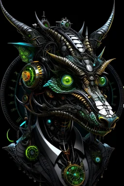 solar punk portrait of a mechanized dragon, anthropomorphic, high key lighting, 3d bas relief, front view clock, glowing neon nixie cyberpunk eye, fractal wire biomorphic whiskers cyborg high contrast; assembly mode victorian suit, pocketwatch monocle, antennae ears zombie