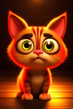 A cat looking at you, pixar style, 3d illustration