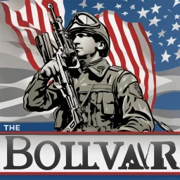 The text "Bolivar appreciates its veterans" with some blue stars and an American flag and a silhouette of a soldier. None of the components of the image should look plastic.