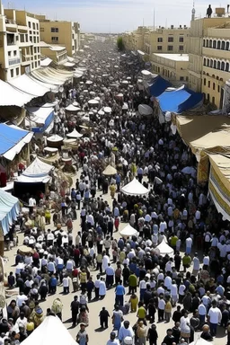 People crowd the weekly market in the Libyan capital, Tripoli