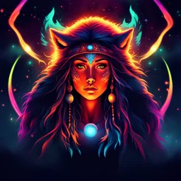 Cosmic dream face, woman, neon, abstract, amazing shadow and lightning, 4k, cinematic, glowing eyes, cosmic, face, dream, space, stars, amazing, art, glowing, fire, fantasy, crazy, ultimate, club, insane, hippie, native american, digital painting, watercolor, wolves, bears, eagles