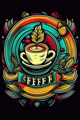 Colorful Eclectic coffee shop logo. High definition