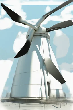 Three-bladed offshore wind turbine in the style of the matrix