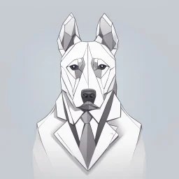 make one realistic business dog that is made of shapes and has a suit on looks a little like crystals with arms lowest 2048 x 1152 pixels and highest 6 MB