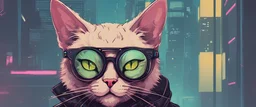 Cyberpunk cat with fancy glasses