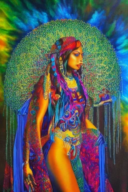 Full body portrait, painting, medium shot lady style of visionary art