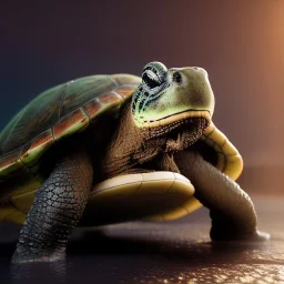 Warrior Turtle deep water lights night, unreal 5, octane render, cinema4d, redshift render, hyper realistic, cenematic, vibrancy, synthwave, retouch, centered, dynamic lighting, dramatic lighting, 4k, highly detailed, attractive beautiful, realistic, virtual reality, epic composition, holographic,