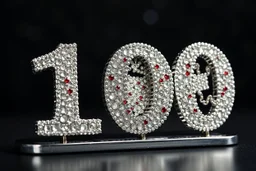 a silver world in the style of klimt– that says 100 on it decorated in gems glorious beautiful