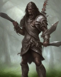 human berserker meaty black hair longsword