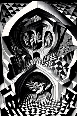 saints and sinners; Optical art; M.C. Escher