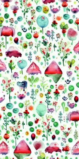 exquisite whimsical woodland watercolor, delicate, cute, adorable, linen backdrop, repeating pattern, gift wrap print