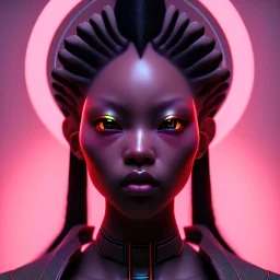 Black Woman, samurai, cyberpunk, neon, highly detailed, art stations, concept art, smooth, unreal engine 5, god rays, ray tracing, RTX, nanite polygons, lumen lighting, ultra detail, volumetric lighting, 3d, finely drawn, high definition, high resolution, gradient background