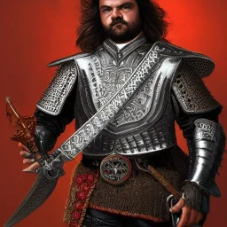 portrait of nacho liebra,"Insanely detailed photograph of an armored mariachi warrior with sword", mullet,jack black,intricate chainmail charo,large Sombrero,elegant, detailed D20 flair, digital painting, artstation, concept art, smooth, sharp focus, illustration, art by artgerm and greg rutkowski and alphonse mucha, 8 k