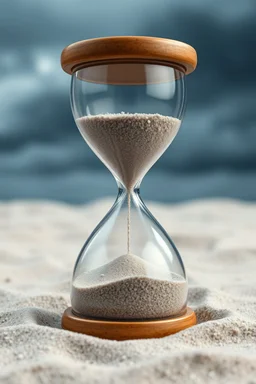 Sand clock with no sands full of small tiny regular clocks in Side the sand click instead of sands , on a cloudy stormy background with universe back ground look like time within time for eternity , great picture with high resolution and 4k quality