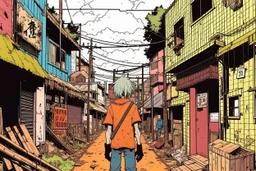 Chainsaw Man Town coloured manga style