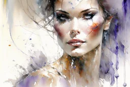 portrait by Willem Haenraets, watercolor, wet on wet and splattering techniques, centered, perfect composition, abstraction, surrealism