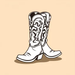 a pair of dancing cowboy boots with spurs, side view simplified, graphic element clip art vector