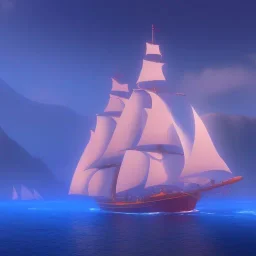 Sailing ship, cinematic, 8 k, cel shaded, unreal engine, pixiv, cartoon style