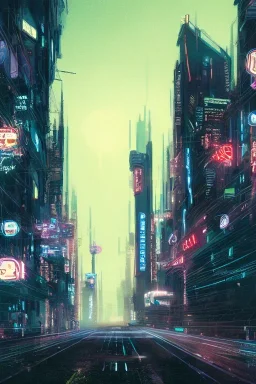 Giant metropolie at night in cyberpunk style