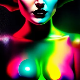 portrait oil on canvas, beautiful punk busty female Cyborg, looking to viewer, sad green eyes, post-apocalyptic in a cyberpunk city,minimal skintight suit, blade runner, comic book cover, mystical colors, neon, insanely detailed,realistic,intrincate detail, 16k resolution, masterpiece, Adam hughes