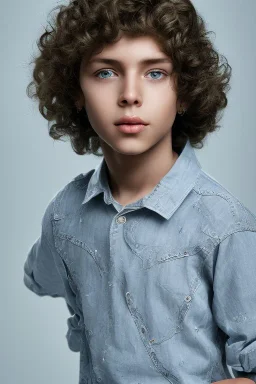 beautiful 12 year old arabic boy with curly hair and light blue eyes