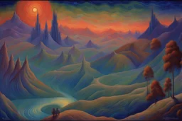 a noctilucent landscape in futurism style, elegant extremely detailed intricate vibrant beautiful award winning high definition crisp quality by artist "Umberto Boccioni"by artist "Leonora Carrington",by artist "Guy Orlando Rose"