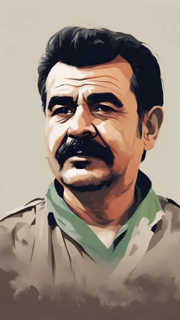 abdullah ocalan. عبداله اوجلان. Abdullah Öcalan. Vector, Kurdish. color. Digital painting, minimal