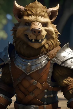 A friendly furry goliath in wooden armor