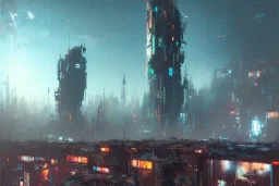 Art by John Berkey and John Harris and Craig Mullins, futuristic cyberpunk city, high rise, smooth, sharp focus, hyper detailed, digital painting, elegant, centered, detailed, neon signs, volumetric lightning, brutalist architecture, 8k, crowded