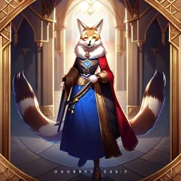 Digital art, High quality, full body portrait, 8k resolution, high quality, great details, within portrait, masterpiece, best quality, detailed outfit, vibrant colors, perfect eyes, a human druid, fox fursona, furry, anthropomorphic fox, medieval time period, masterfully drawn, fur, human, in frame, fox ears, fox tail