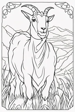 coloring page for kids, SHE-GOAT, thick outline, low details, no shading, no color