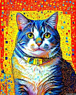 Random people and cats, random environment, random artistic style, random mixed techniques, random colours, random shapes, minimalist, creative, Precise figures, realistic textures, Klimt