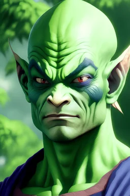 Zamazu from Dragon Ball Super, Ultra realistic human like portrait, greenery background,